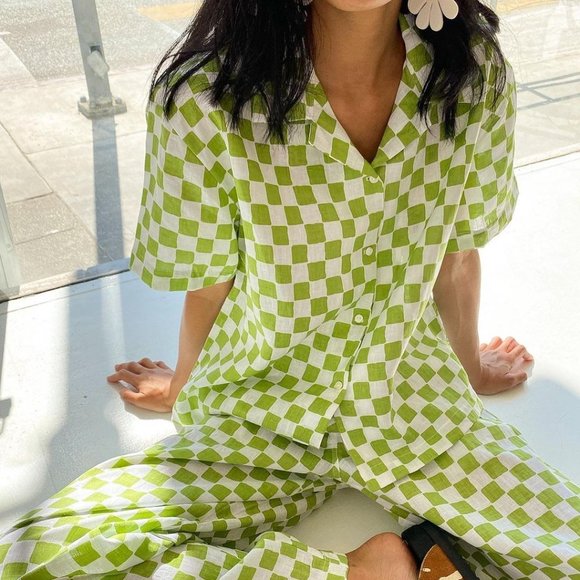 Holiday The Label, CHECK LONG SET - OLIVE - Picture 2 of 4